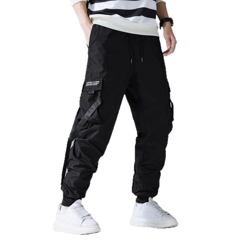 Herren Tech-Cargo-Jogginghose mit Multifachtaschen, Zugbändern & elastischen Bündchen Drune
