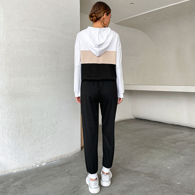 Damen Sportives Jogging-Set mit Kapuze, Tunnelzughose & Seitenstreifen Drune