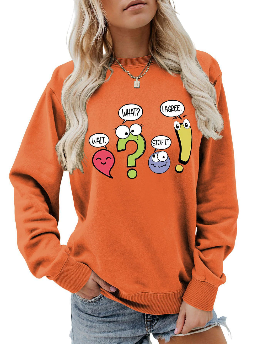 Damen lässiger Pullover mit humorvollem Print Drune
