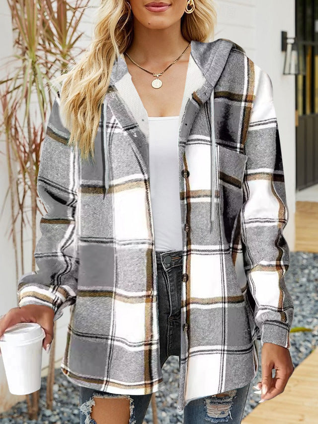 Frauen Oversized Hoodie mit Druckknopfverschluss und Kontrastbesatz Drune