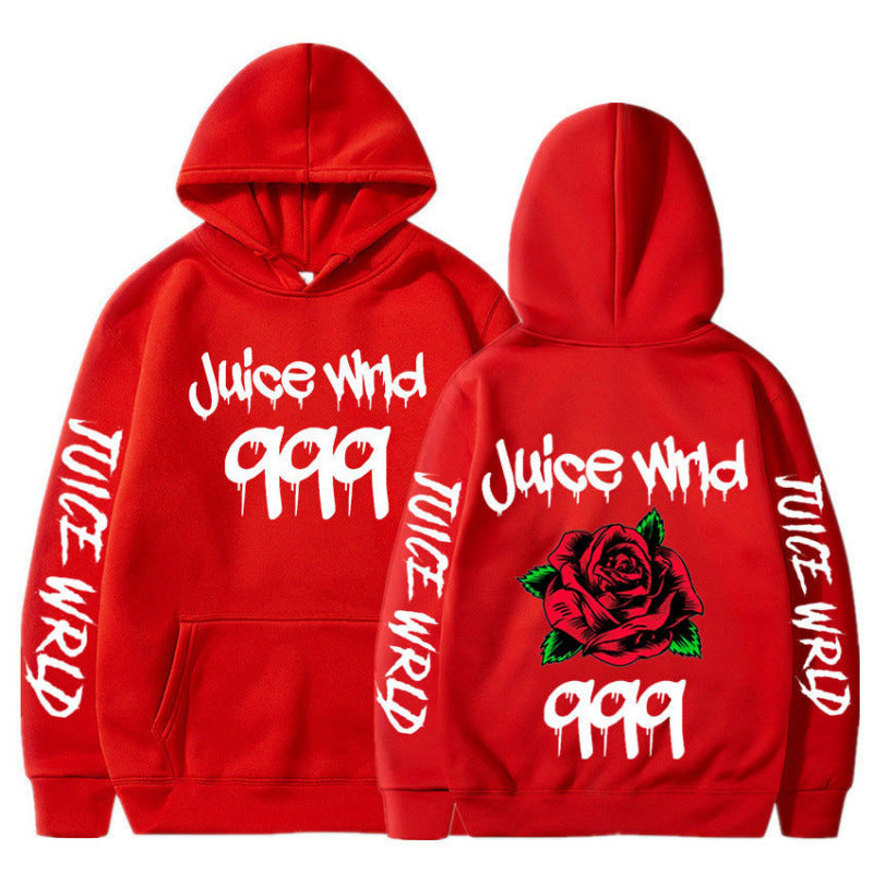 Damen Kapuzenpullover mit auffälligem Grafikdesign und romantischem Rosenmotiv Drune