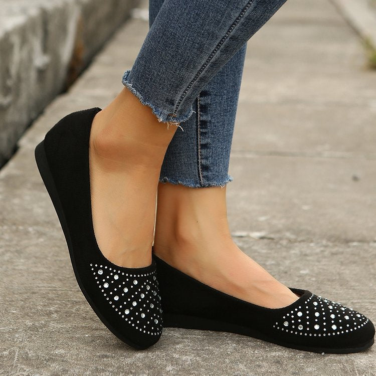 Damen Elegante Ballerinas mit funkelndem Strass-Detail und komfortabler Sohle Drune