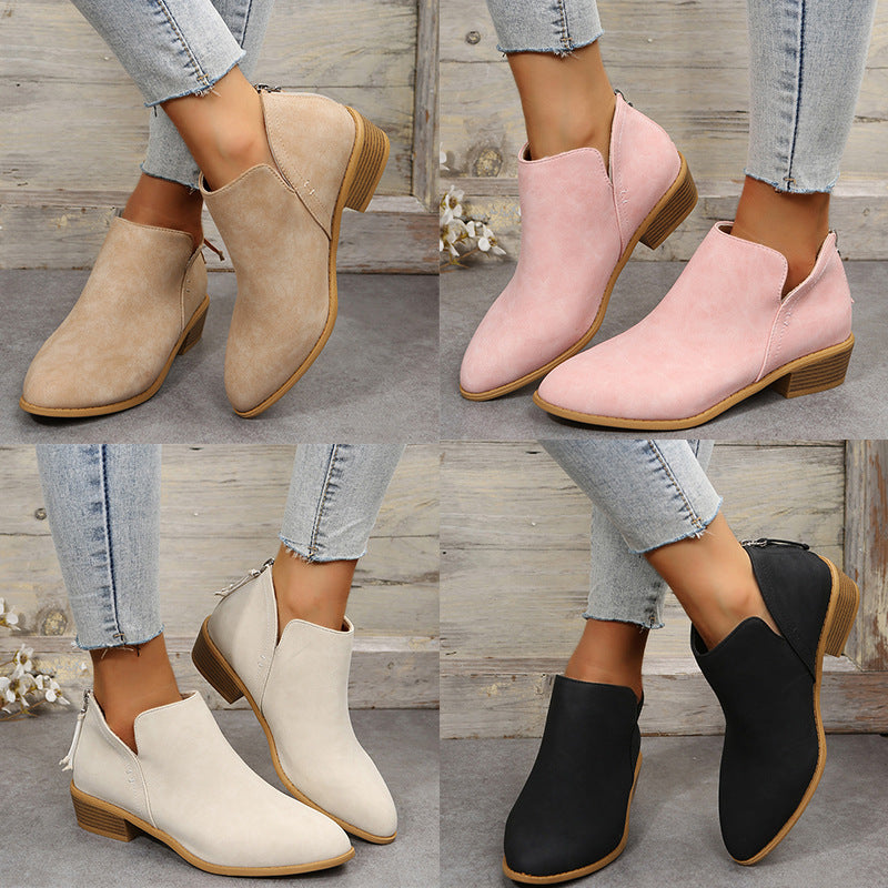 Damen nan schlanke knöchelhohe Stiefelette aus Microvelours mit verdecktem Fersenreissverschluss und leichtem Blockabsatz Drune