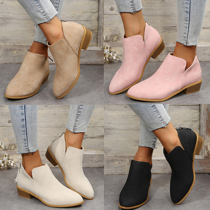 Damen nan schlanke knöchelhohe Stiefelette aus Microvelours mit verdecktem Fersenreissverschluss und leichtem Blockabsatz Drune
