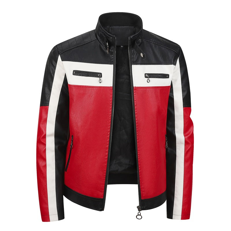 Herren Sportliche Kunstlederjacke mit Reißverschluss Drune