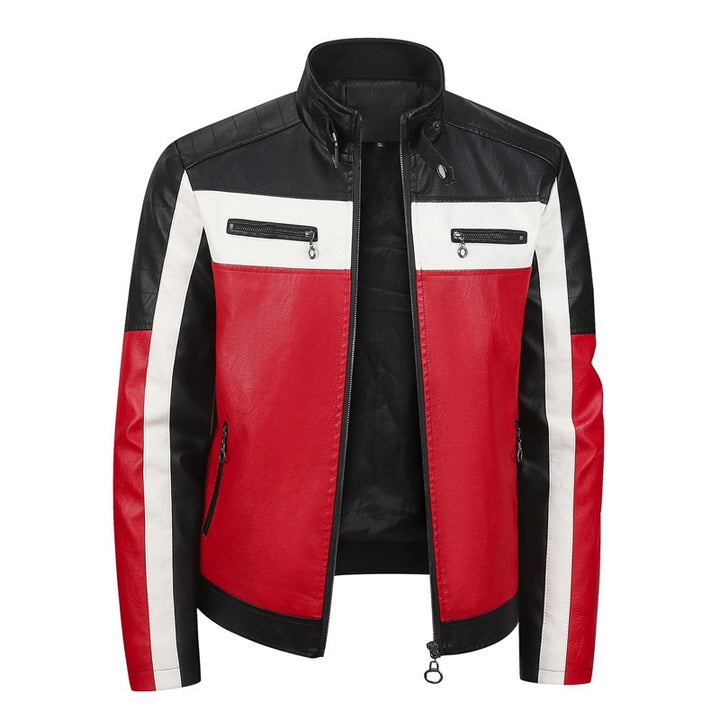 Herren Sportliche Kunstlederjacke mit Reißverschluss Drune