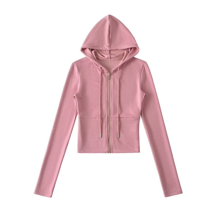 Damen Crop-Hoodie mit praktischem Reißverschluss und sportlichem Design Drune