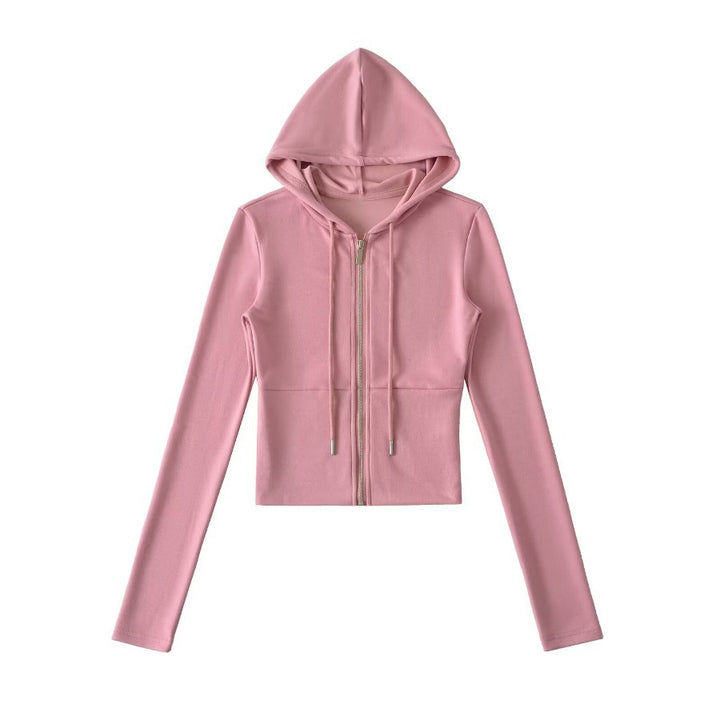 Damen Crop-Hoodie mit praktischem Reißverschluss und sportlichem Design Drune