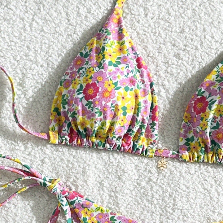 Damen Triangel-Bikini mit verspieltem Blumendesign Drune