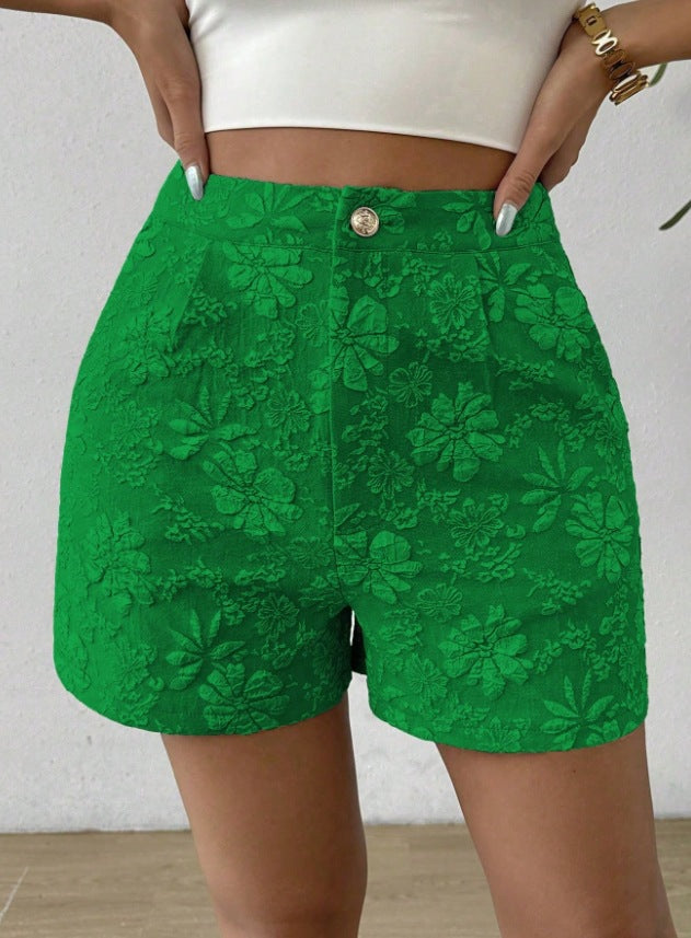 Damen Modische Shorts mit Blumenstickerei Drune