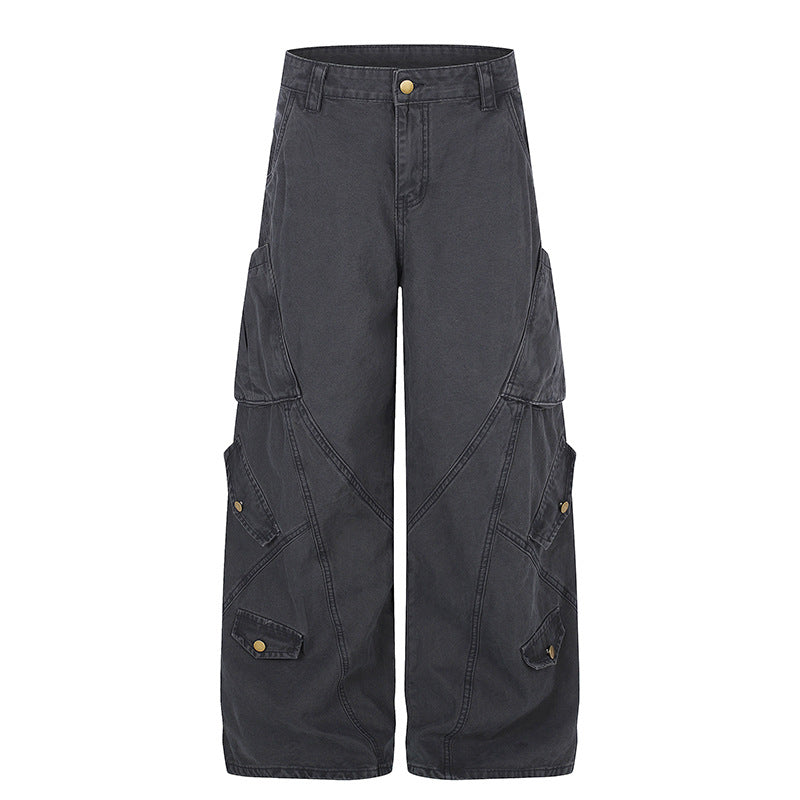 Damen Weite High‑Waist Cargo‑Culottehose mit Multi‑Taschen Drune