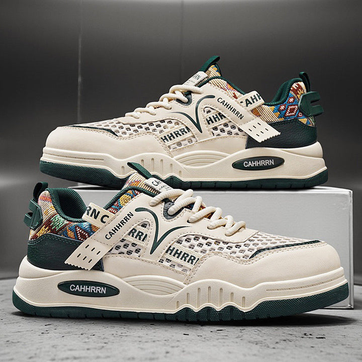 Unisex modische Mesh-City-Sneaker mit gewebtem Fersenmuster, gepolsterter Achillessektion und stoßdämpfender Plateau-Laufsohle Drune