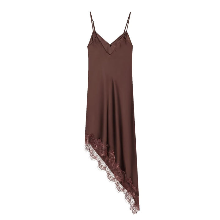 Damen Satin Nachthemd mit elegantem Spitzenbesatz Drune