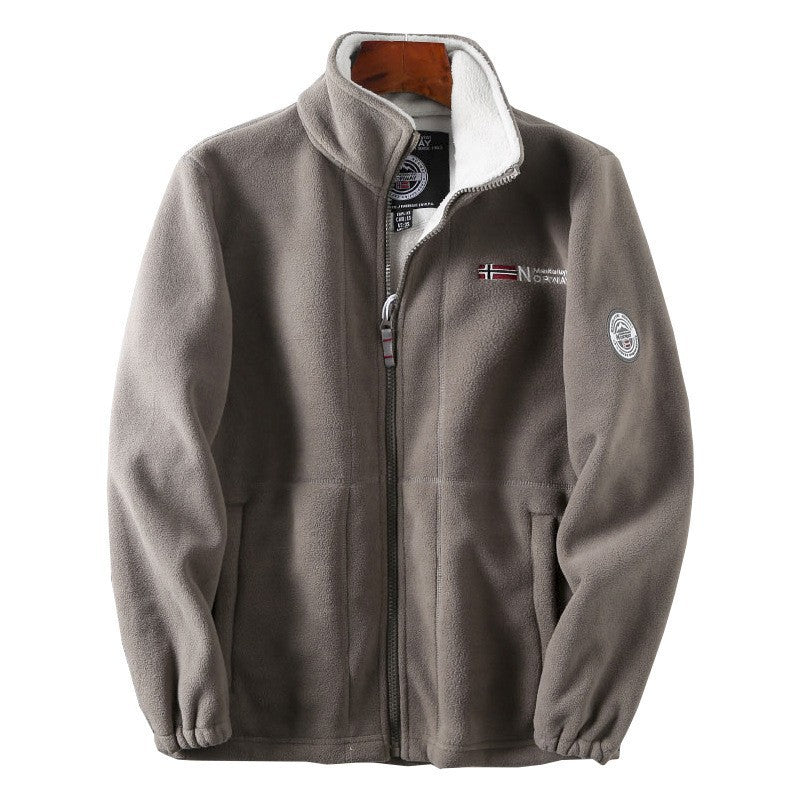 Herren Fleecejacke mit Stehkragen, durchgehendem Reißverschluss und Teddy-Innenfutter Drune