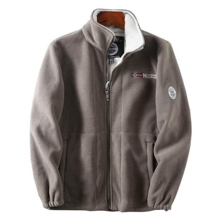 Herren Fleecejacke mit Stehkragen, durchgehendem Reißverschluss und Teddy-Innenfutter Drune