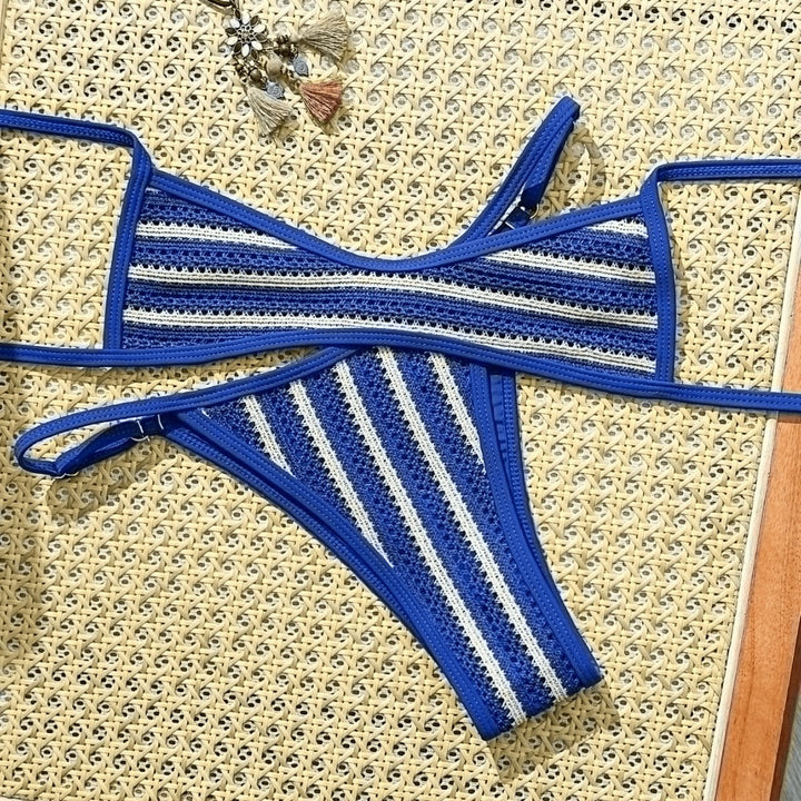 Damen Bikini-Set mit feiner Häkelstruktur und verstellbaren Trägern Drune