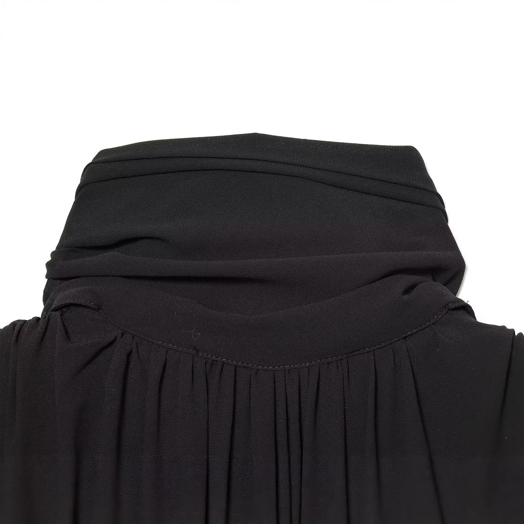 Damen Bindebluse mit Plissee-Details und Schluppe Drune