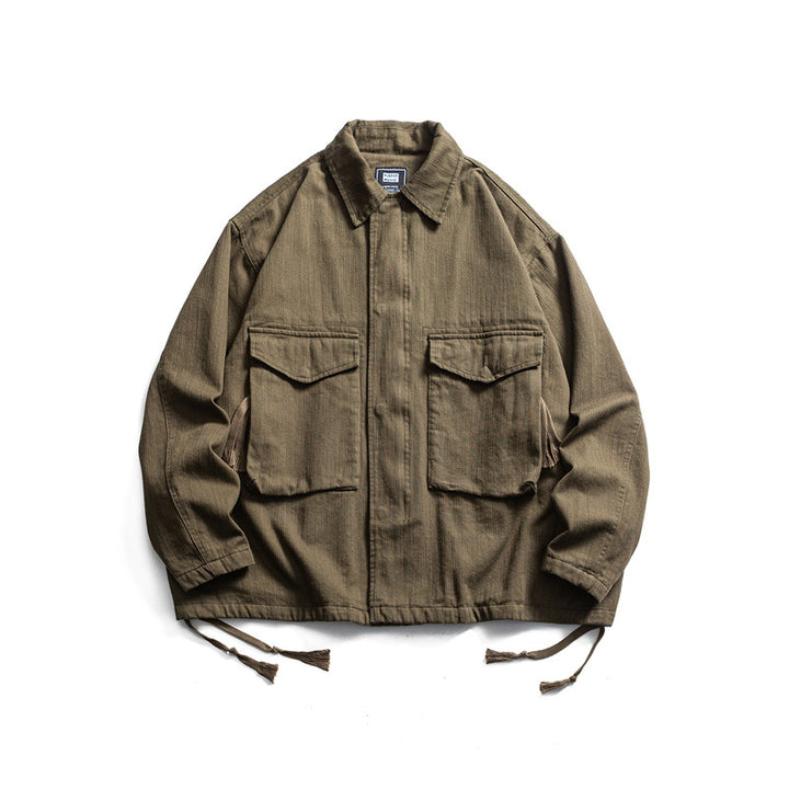 Herren Boxy-Utility-Blousonjacke aus Canvas mit aufgesetzten Pattentaschen und Kordelzugsaum Drune