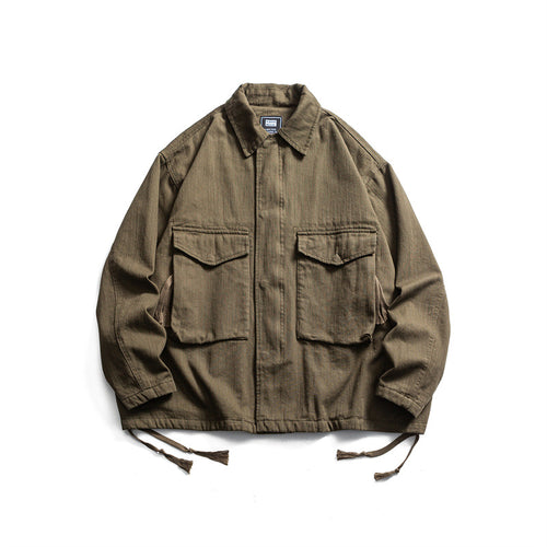 Herren Boxy-Utility-Blousonjacke aus Canvas mit aufgesetzten Pattentaschen und Kordelzugsaum Drune