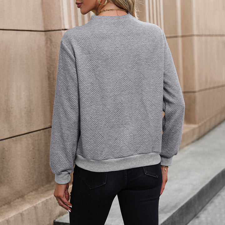 Damen Asymmetrischer Überschlagkragen Feinstrickpullover mit dekorativer Knopfleiste Drune