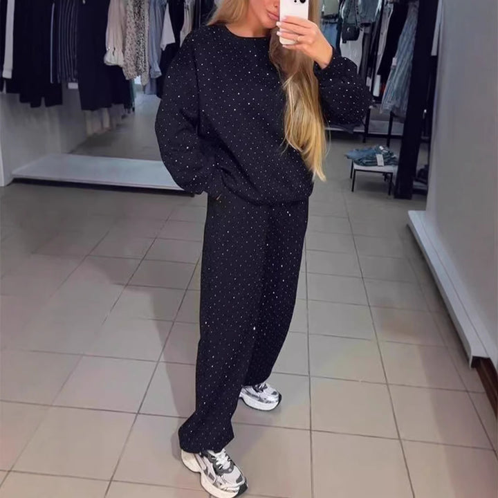Damen Sportliches Lounge-Set mit gepunktetem Muster und elastischem Bund Drune