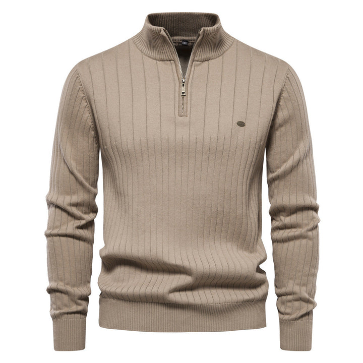 Herren Pullover mit halbem Reißverschluss und Rippstruktur Drune