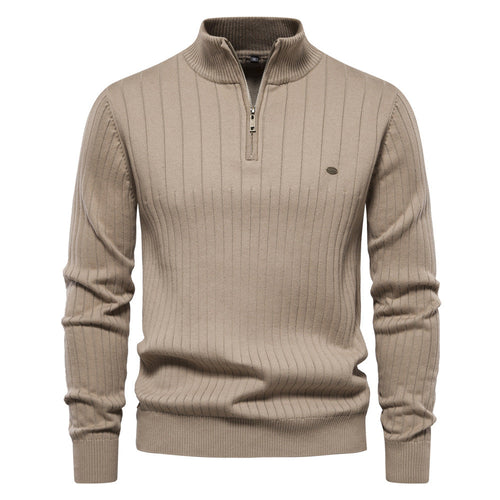 Herren Pullover mit halbem Reißverschluss und Rippstruktur Drune