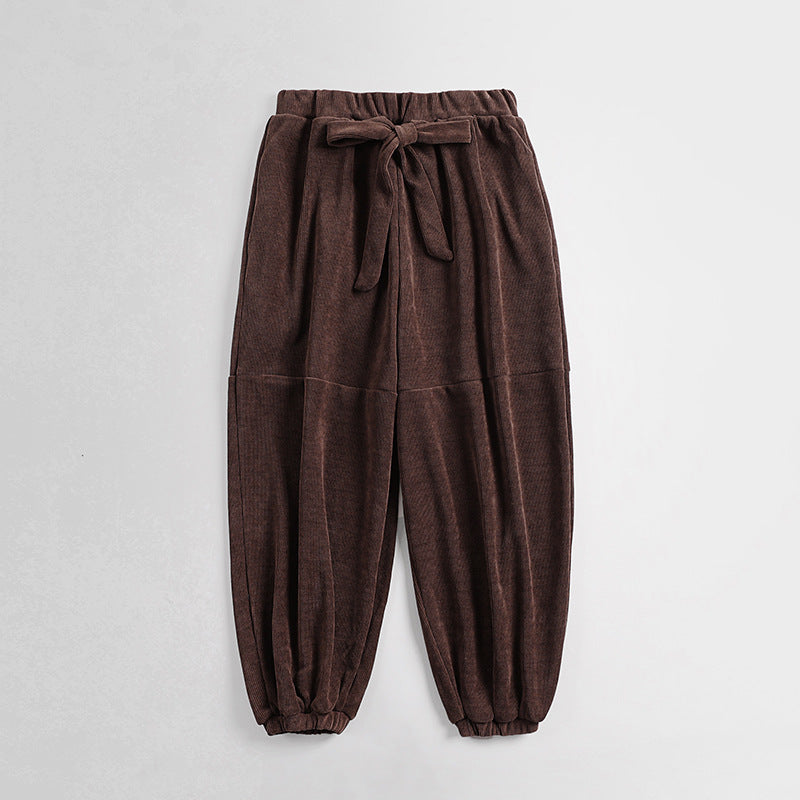Damen Ripp-Joggerhose mit Tunnelzug hohem Bund und elastischen Bündchen Drune