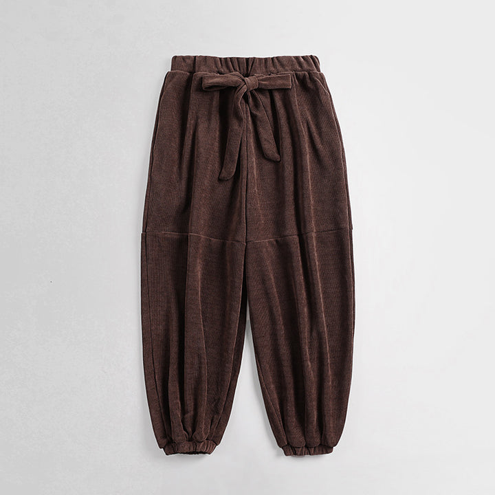 Damen Ripp-Joggerhose mit Tunnelzug hohem Bund und elastischen Bündchen Drune