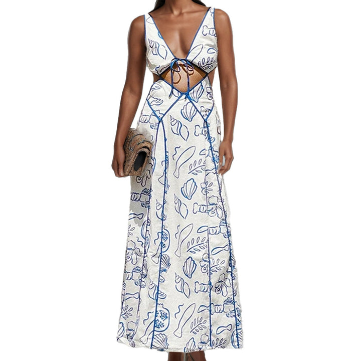 Damen Maxikleid mit geflochtenem Rückendetail und floralem Muster Drune