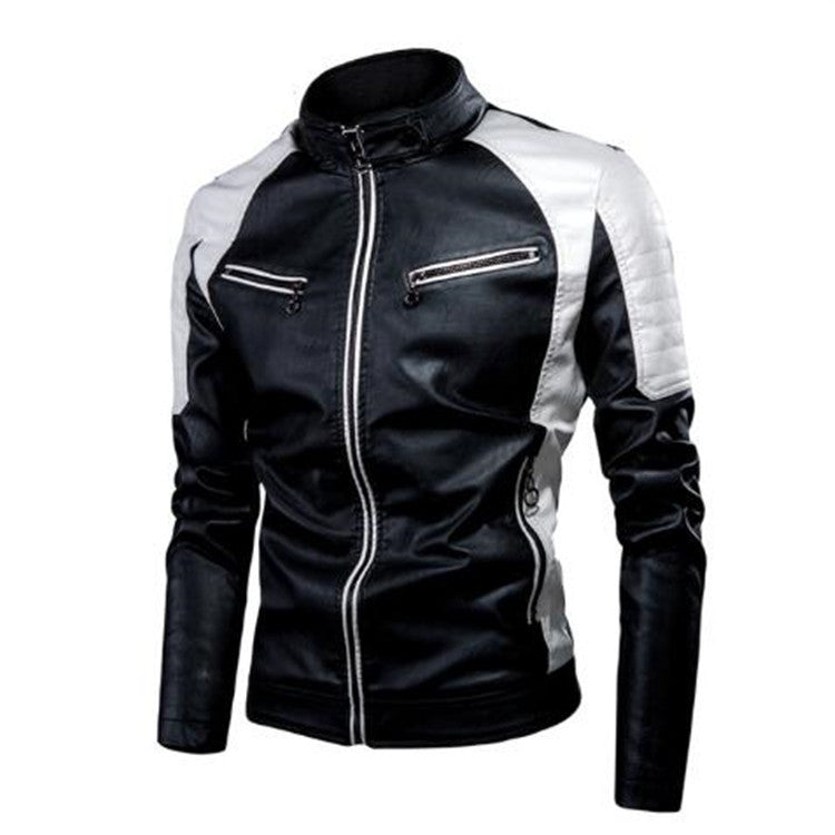 Herren Kunstleder-Pilotenblouson im Rennsportstil mit gesteppter Schulterpartie Drune