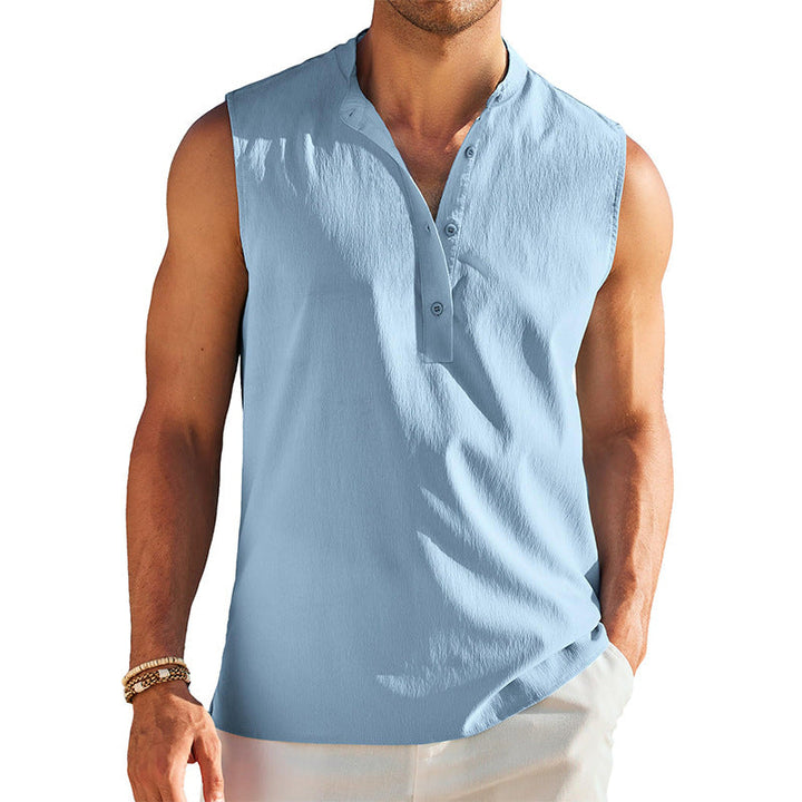 Herren Ärmelloses Henley-Shirt aus atmungsaktivem und leichtem Material Drune