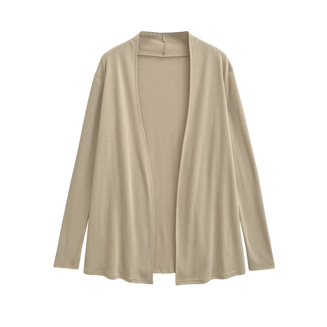 Damen Offener fließender Jersey-Cardigan mit Wasserfallkante Drune
