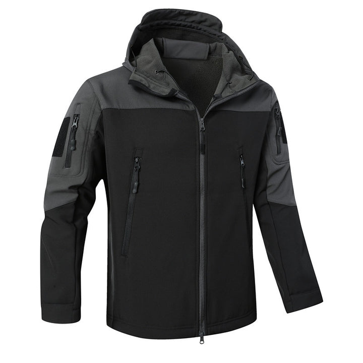 Herren winddichte Softshelljacke mit Kapuze und wasserabweisender Membran Drune