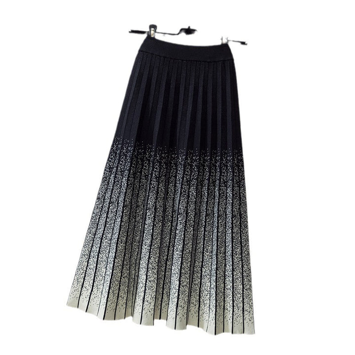 Damen Eleganter Plissee-Rock mit kontrastierenden Streifen Drune