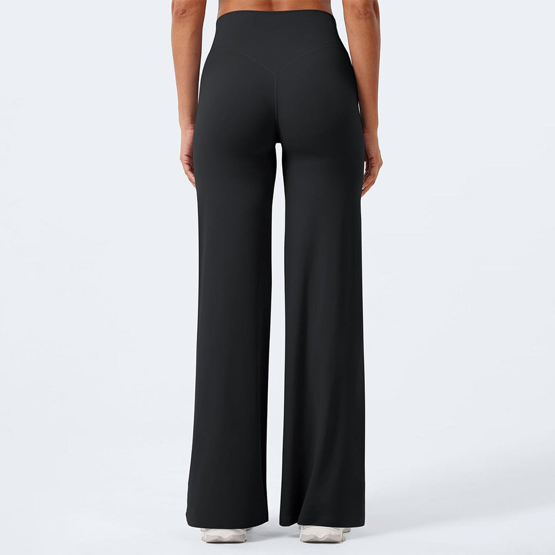 Damen nan hochgeschnittene formende Loungehose mit weitem Schlag und nahtlosem Komfortbund Drune