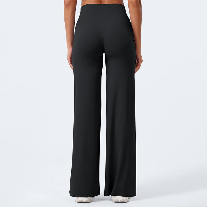 Damen nan hochgeschnittene formende Loungehose mit weitem Schlag und nahtlosem Komfortbund Drune