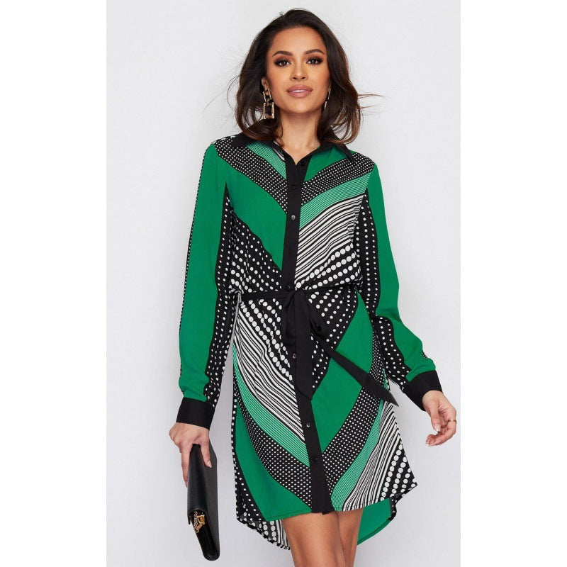 Damen Hemdblusenkleid mit modischem grafischem Design Drune