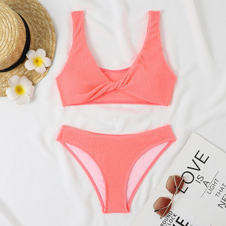 Damen Bikini-Set mit Twist-Design und hohem Taillenbund Drune