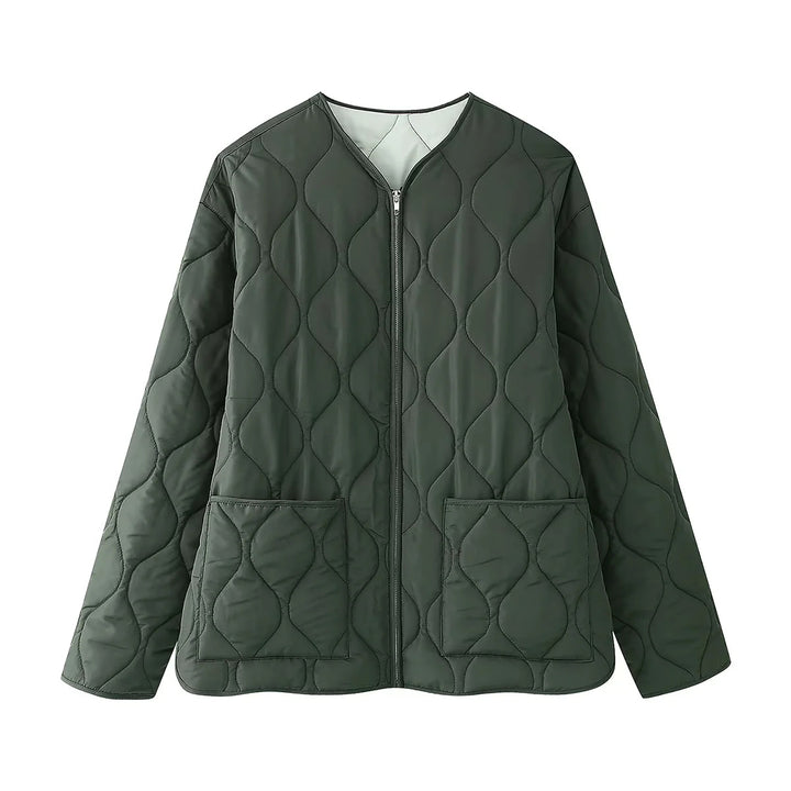 Damen nan leichte A‑Linien Steppjacke mit Tropfensteppung, Rundhalsausschnitt und aufgesetzten Fronttaschen Drune