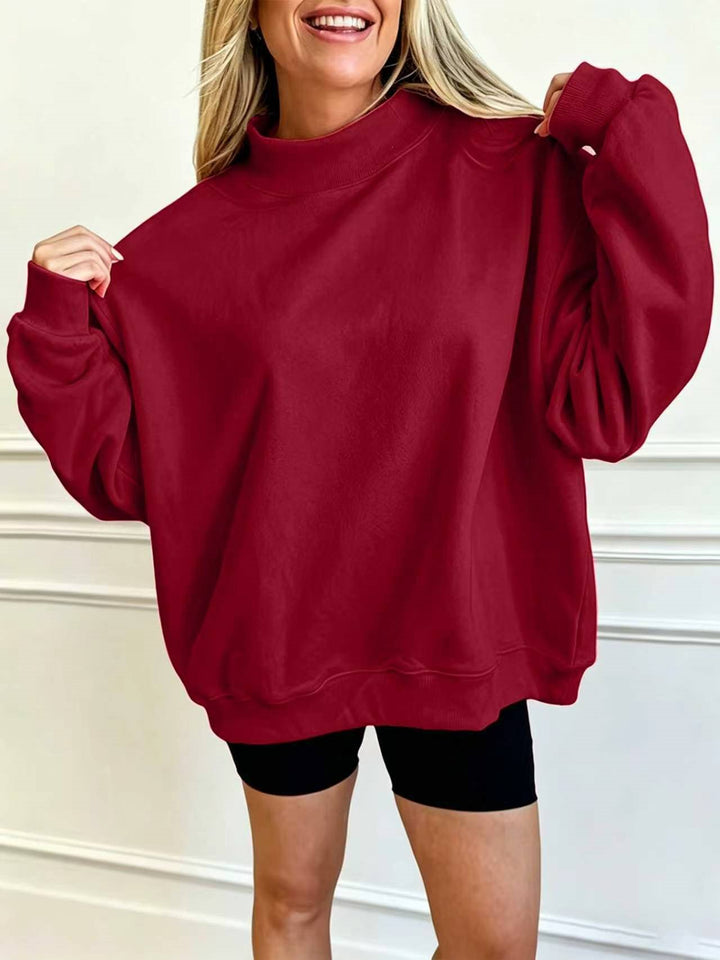 Damen Oversize Sweatshirt mit Stehkragen und Ballonärmeln Drune