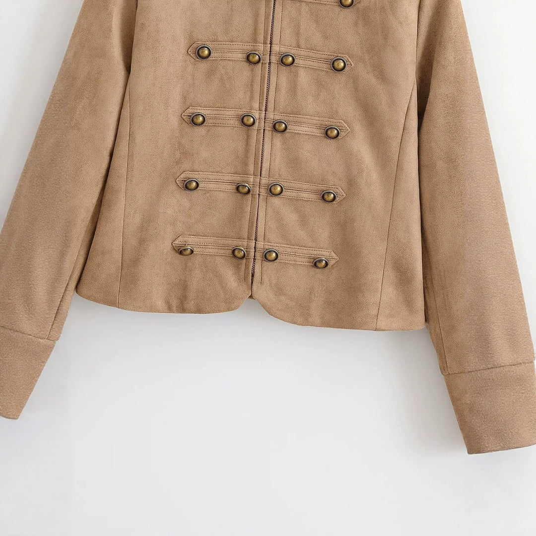 Damen Militärisch inspirierte Kurzjacke aus Wildlederoptik Drune