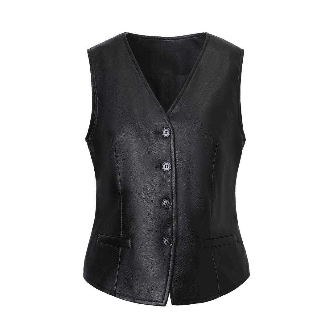 Damen Elegante Kunstlederweste Drune