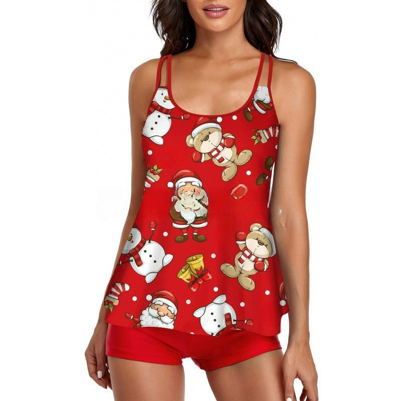 Damen Sportliches Tankini-Set mit bequemem Shorts und verstellbaren Trägern Drune