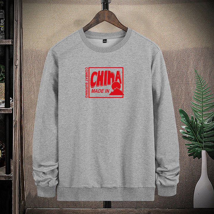 Herren Sweatshirt mit Rundhals und auffälligem Statement-Frontprint Drune