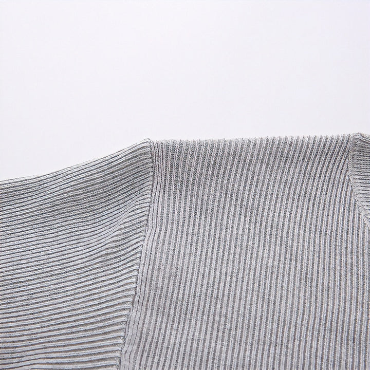 Unisex Oversized Rippen-Henley-Pullover mit verlängertem Rückensaum und 3-Knopf-Leiste Drune