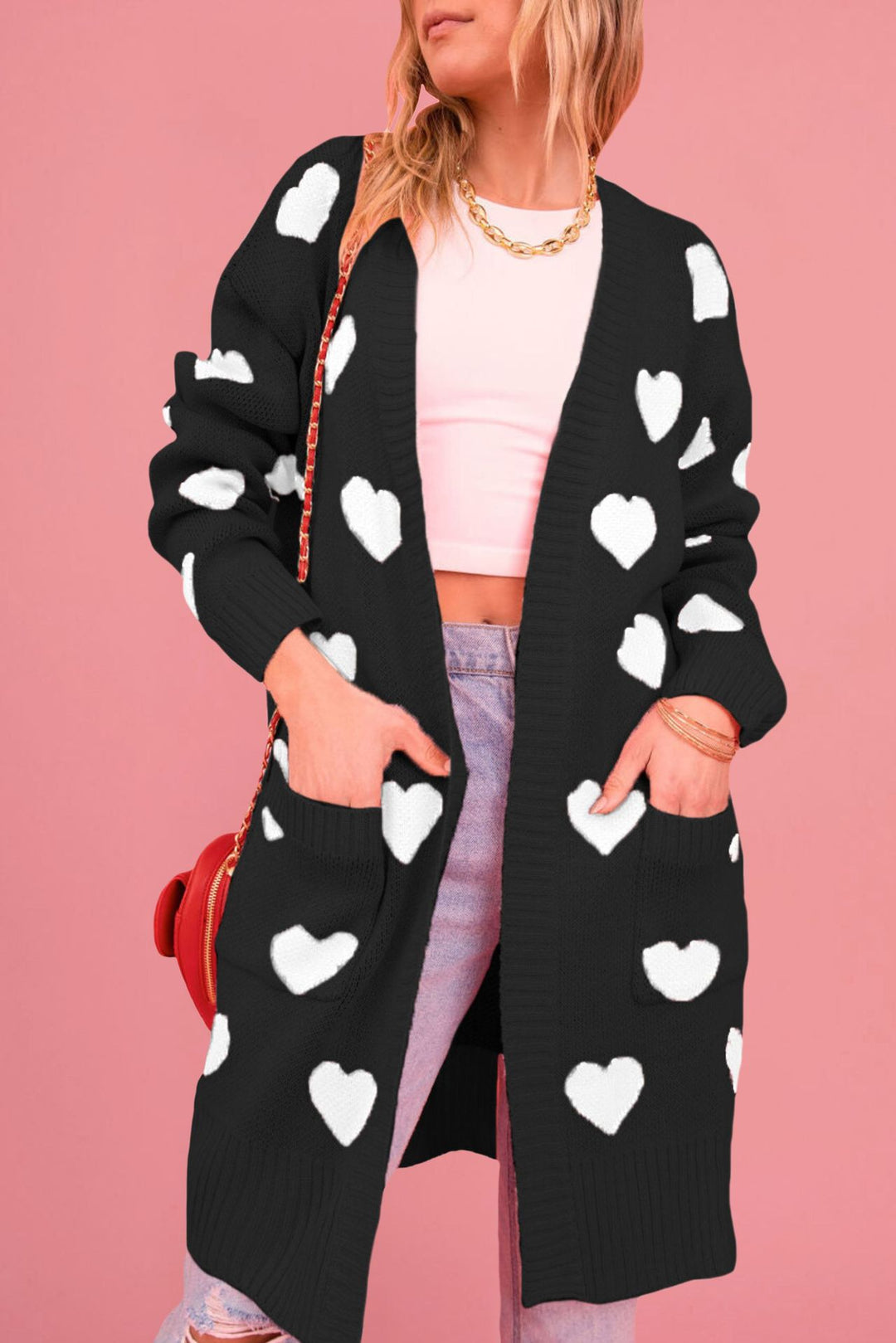 Damen Strickjacke mit Herzen Drune