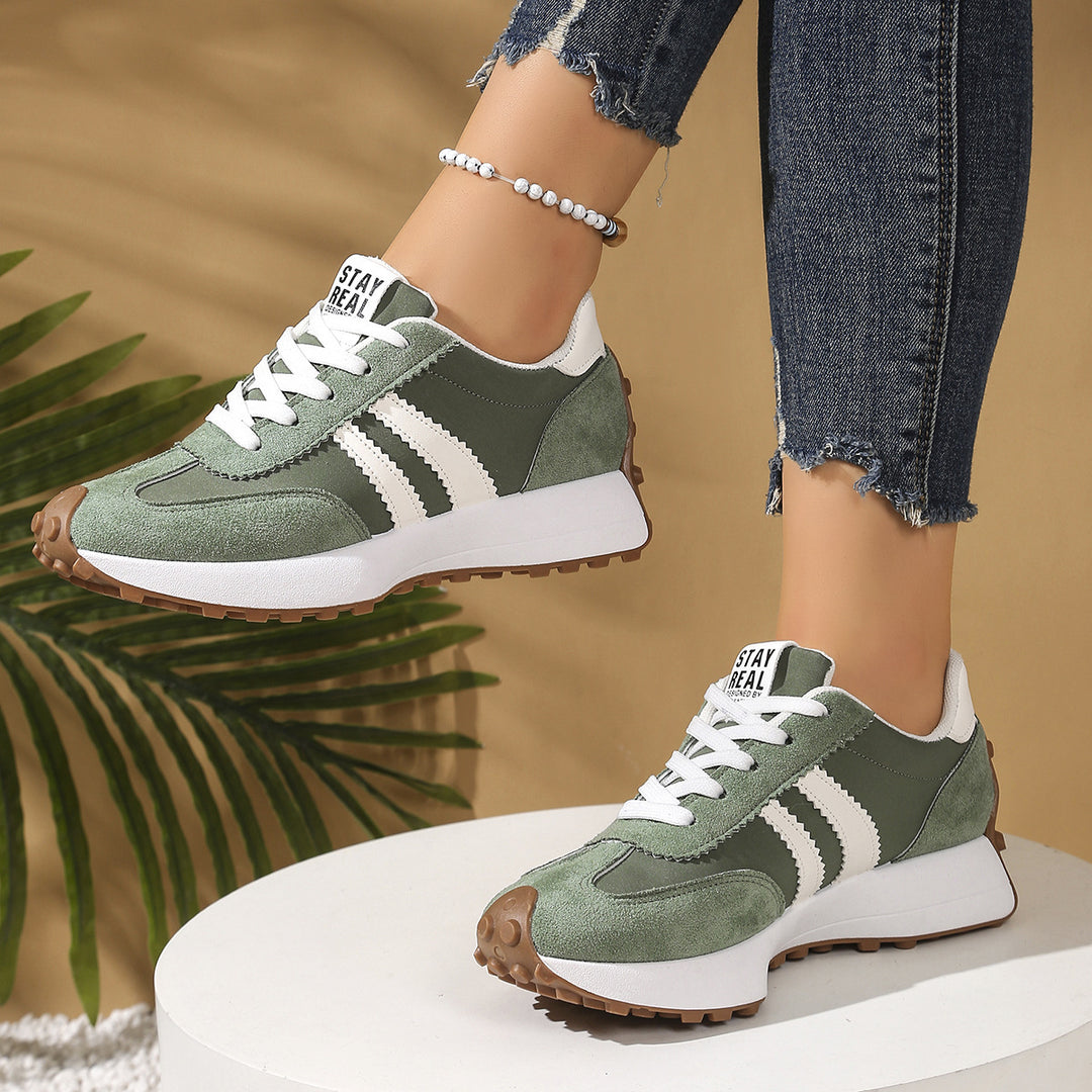 Damen Retro-Plateau-Sneaker mit Velours- und Mesh-Mix Drune