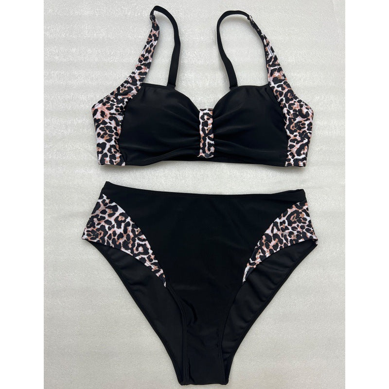 Damen Hochgeschneiderter Bikini mit Leo-Muster Drune