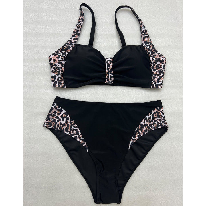 Damen Hochgeschneiderter Bikini mit Leo-Muster Drune